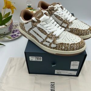 Men’s AMIRI BOUCLE SKEL low top leather trimmed sneakers size 44